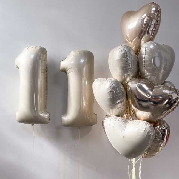 krem set sa brojem baloni