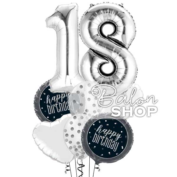 18 rodjendan srebrni buket balona